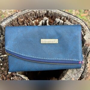 Blue smooth faux leather wallet